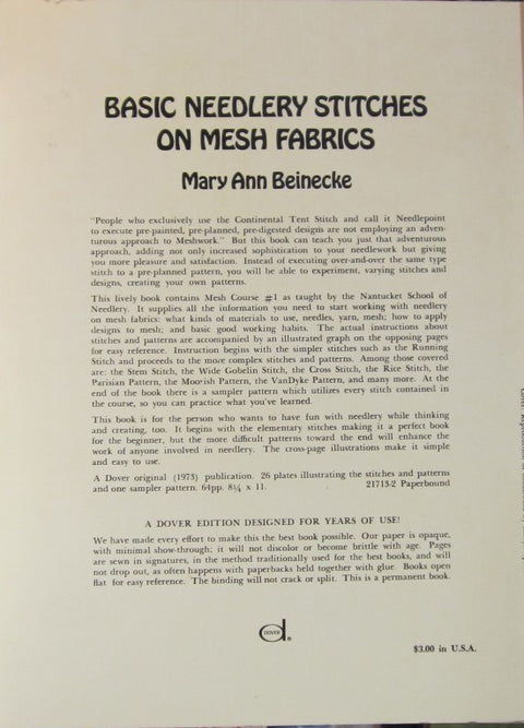 BASIC NEEDLERY STITCHES ON MESH FABRICS