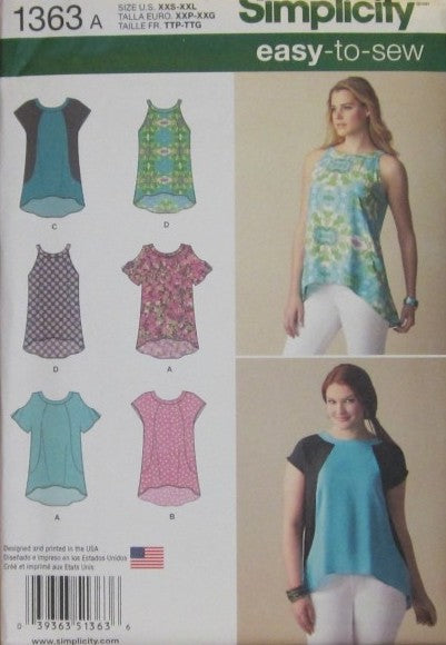 MISSES LOOSE FITTING TOP WITH OR WITHOUT SLEEVES