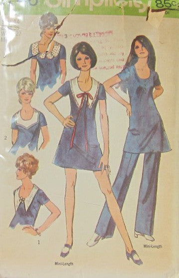 MISSES' MINI-DRESS WITH DETACHABLE COLLARS AND PANTS