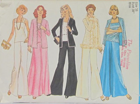 MISSES' CARDIGAN, CAMISOLE TOP, SKIRT AND WIDE-LEG PANTS