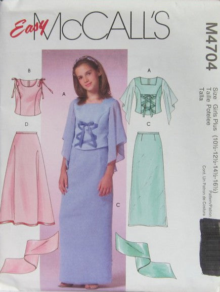 GIRLS' AND GIRLS' PLUS LINED TOPS, LINED AND UNLINED SKIRT AND SCARF