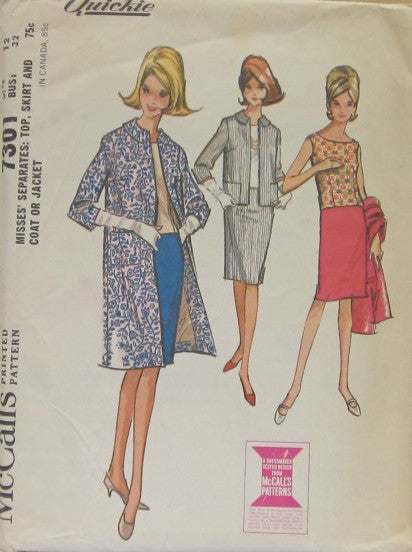 MISSES' SEPARATES: TOP, SKIRT AND COAT OR JACKET