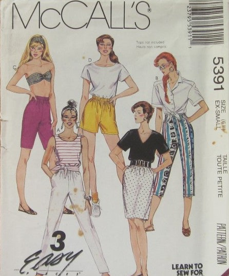 MISSES' SKIRT AND PANTS OR SHORTS