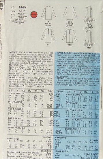 MISSES TOP AND SKIRT