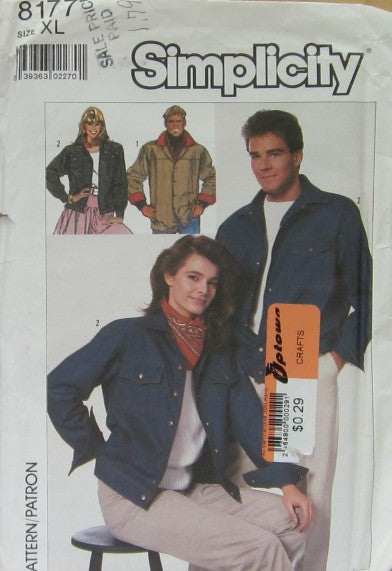 MISSES', MEN'S OR TEEN-BOYS' LOOSE-FITTING UNLINED JACKET IN TWO