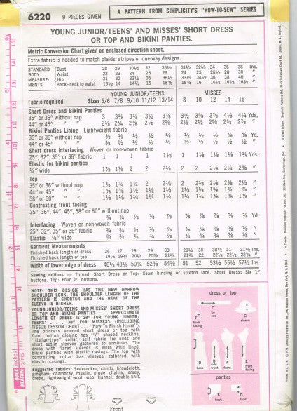 YOUNG JUNIOR/TEEN' AND MISSES' SHORT DRESS OR TOP AND BIKINI PAN