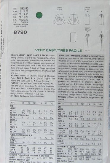 MISSES'  JACKET, SKIRT, PANTS & SHAWL