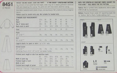 MISSES JACKET SKIRT AND PANTS