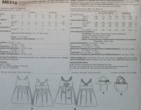 TODDLERS/CHILDRENS DRESSES HAT AND TOTE BAG