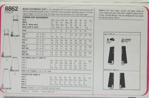 MISSES' SLIPS AND HALF-SLIPS (CUT)