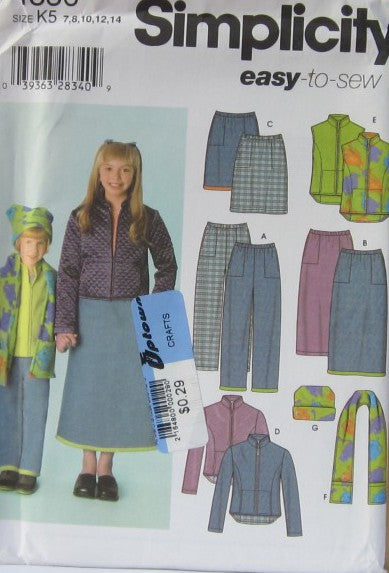 CHILDS AND GIRLS PANTS SKIRT JACKET OR VEST SCARF AND HAT