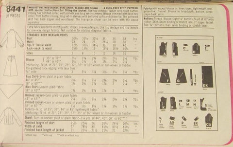 MISSES UNLINED JACKET BIAS SKIRT BLOUSE AND SHAWL CUT
