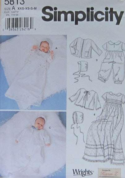 BABIES CHRISTENING GOWN SLIP ROMPER JACKET AND BONNET