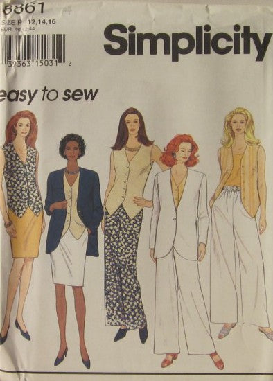 MISSES JACKET VEST PANTS AND SKIRT