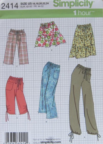MISSES PANTS IN TWO LENGTHS OR SHORTS AND SKIRT IN TWO LENGTHS