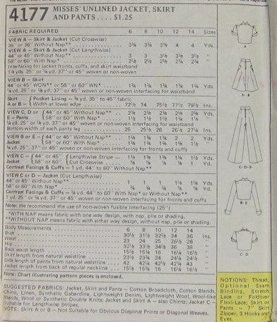 MISSES JACKET SKIRT AND PANTS