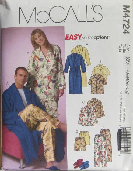 MISSES' AND MEN'S ROBE, BELT, TOP, SHORTS, PANTS AND SLIPPERS