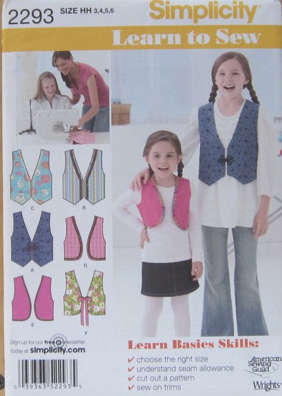 CHILDS AND GIRLS LINED VESTS WITH TRIM VARIATIONS