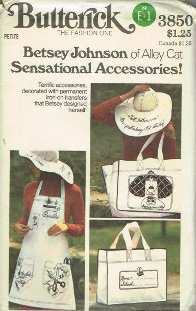 MISSES' APRON, TOTE BAG, HAT AND IRON-ON TRANSFERS