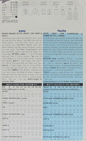 MISSES'/MISSES' PETITE JACKET, TOP, SKIRT AND PANTS