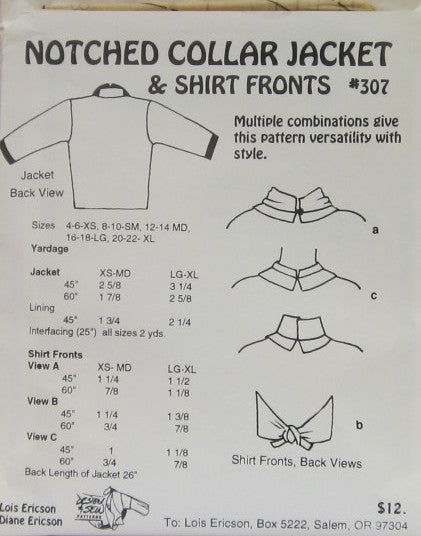 NOTCHED COLLAR JACKET AND SHIRT FRONTS