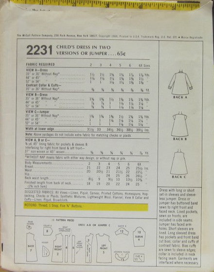 CHILD'S DRESS IN TWO VERSIONS OR JUMPER