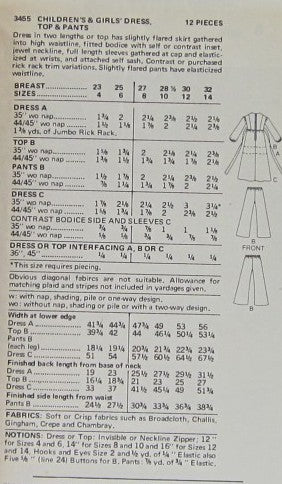 CHILDRENS AND GIRLS DRESS TOP AND PANTS