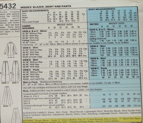 MISSES' BLAZER, SKIRT AND PANTS