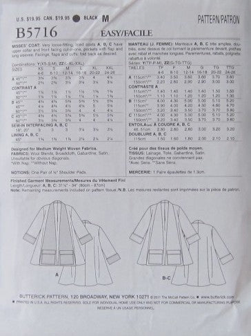 MISSES COAT  RETRO BUTTERICK 53