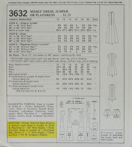 MISSES DRESS JUMPER OR PLAYDRESS