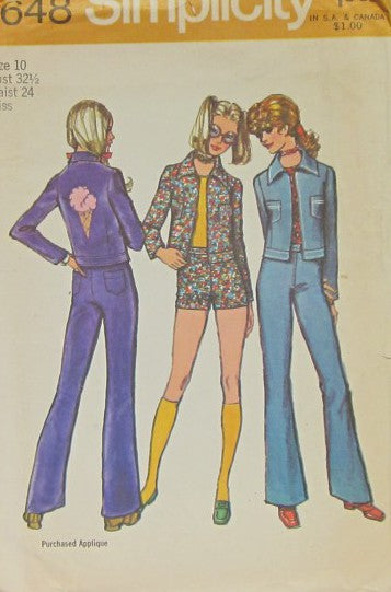 MISSES BELL-BOTTOM PANTS OR SHORT SHORTS AND JACKET