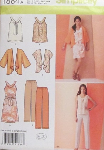 MISSES PULLOVER DRESS OR TOP PULL ON PANTS AND KIMONO