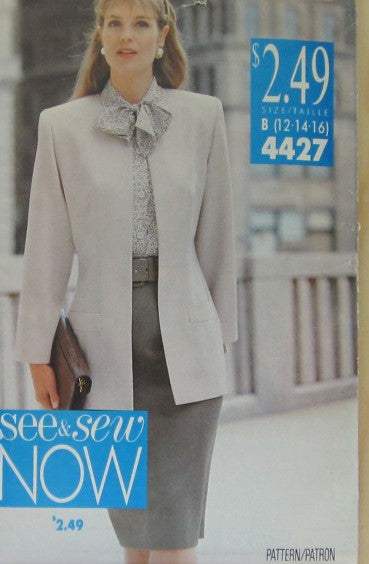 MISSES/MISSES PETITE JACKET BLOUSE AND SKIRT