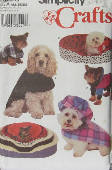 DOG BED COVERS IN FOUR SIZES AND COAT IN SMALL, MED. AND LARGE