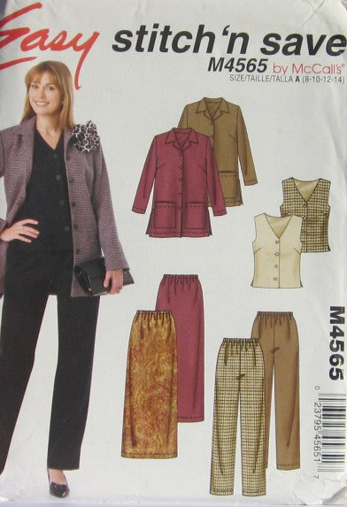 MISSES JACKET VEST PANTS AND SKIRT