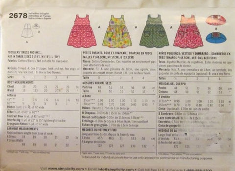 TODDLERS DRESS AND HAT HAT IN THREE SIZES 18 19 20