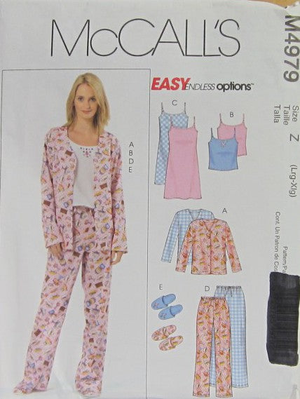MISSES'/MISS PETITE TOP, CAMISOLE, NIGHTGOWN, PANTS AND SLIPPERS