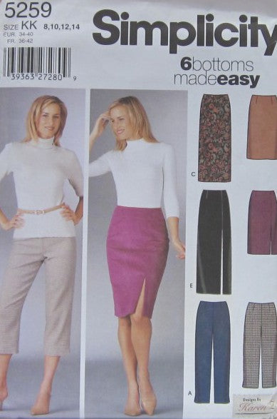 MISSES' SLIM PANTS AND SKIRT EACH IN TWO LENGTHS