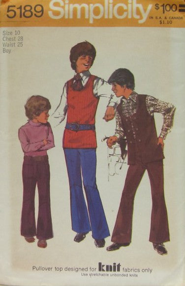 BOYS' VEST, PULLOVER TANK TOP AND BELL-BOTTOM PANTS