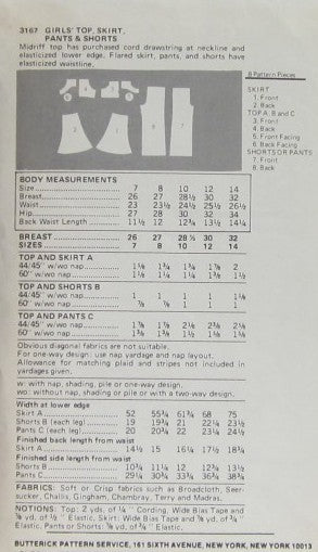 GIRLS TOP SKIRT PANTS AND SHORTS