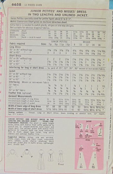 JUNIOR PETITES' AND MISSES' DRESS IN TWO LENGTHS AND UNLINED JACKET