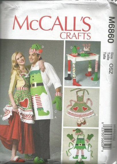 CHRISTMAS APRONS,HAT, OVEN MITTS, SLIPPERS AND TABLE LEG