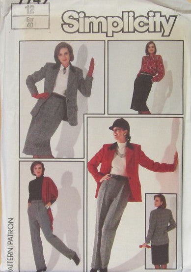 MISSES' BLOUSE, SKIRT, PANTS AND SEMI-FITTED LINED JACKET