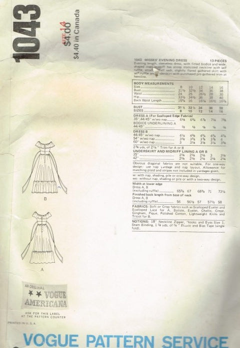 MISSES EVENING DRESS  CUT