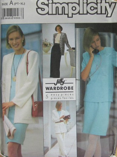 MISSES' SKIRT IN TWO LENGTHS, PANTS, TOP AND UNLINED JACKET