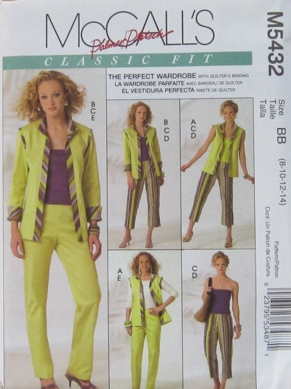 MISSES' VEST, JACKET, TOP AND PANTS IN TWO LENGTHS