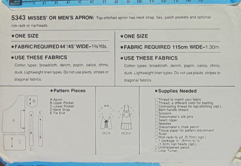 MISSES' OR MEN'S APRON