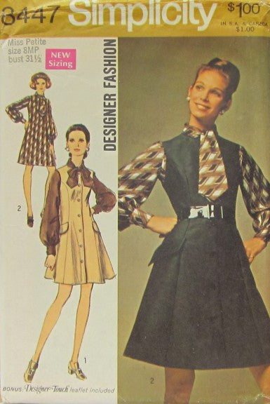 MISSES' PETITES' AND MISSES' DRESS WITH TWO COLLARS AND JUMPER