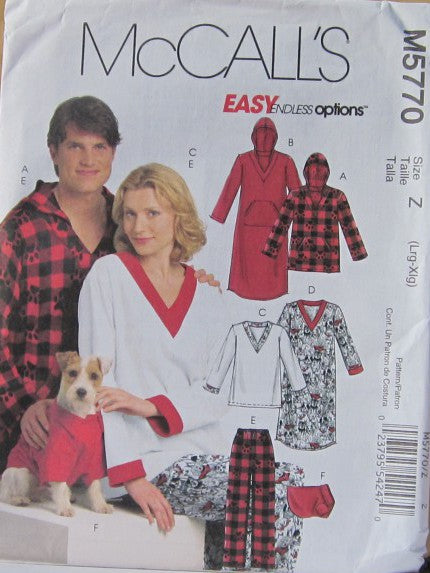 MISSES MENS AND TEEN BOYS TOPS NIGHTSHIRTS PANTS & TOP FOR DOG