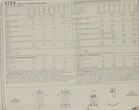 MISSES PIONEER COSTUMES
